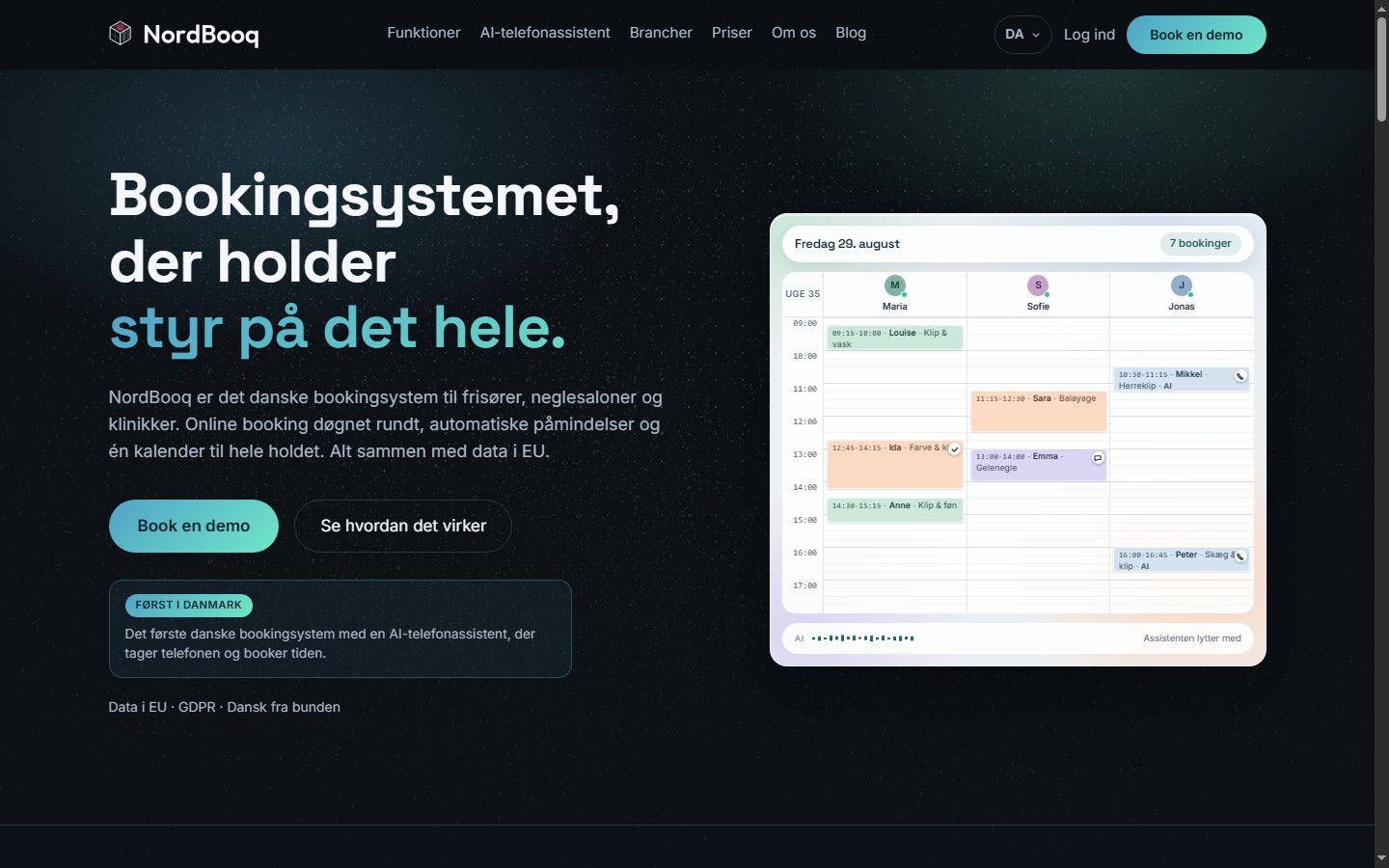 NordBooq bookingkalender med AI-bookinger